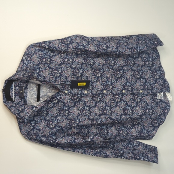 Hart Schaffner Marx Midnight Floral Long Sleeve Button-Down Shirt Mens Small NWT - Picture 1 of 8